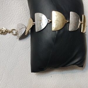 Lucky brand bracelet Silvertone & goldtone 7 1/2" long half circle discs